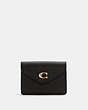 COACH®,TAMMIE CARD CASE,Pebbled Leather,Mini,Gold/Black,Front View