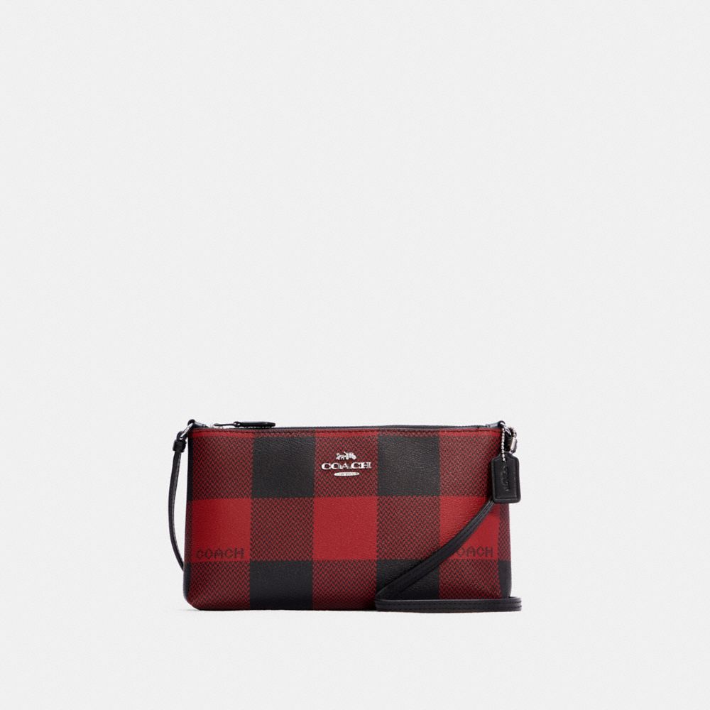 COACH Zip Top Crossbody With Buffalo Plaid Print