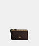 COACH®,DOUBLE ZIP WALLET IN BLOCKED SIGNATURE CANVAS,pvc,Gold/Khaki Brown Multi,Front View