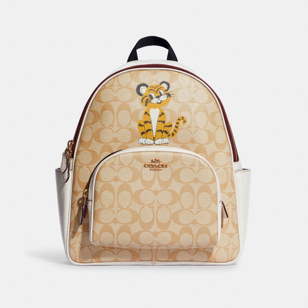 COACH® | Court Backpack In Signature Canvas With Tiger