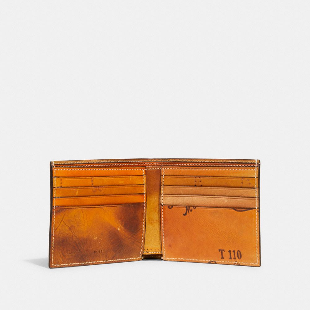 COACH®,Double Billfold Wallet In Upcycled Baseball Glove Leather,,Inside View,Top View