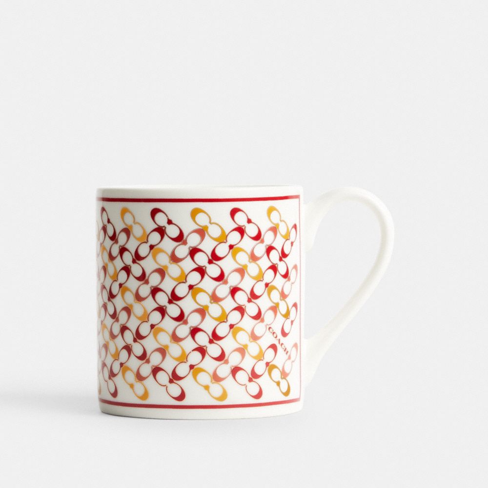 COACH®,SIGNATURE MUG,n/a,Hazelnut/Sport Red Multi,Angle View