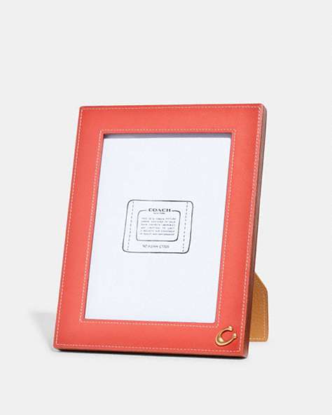 COACH®,PICTURE FRAME,Pebble Leather,Mini,Brass/Tangerine/Light Saddle,Front View
