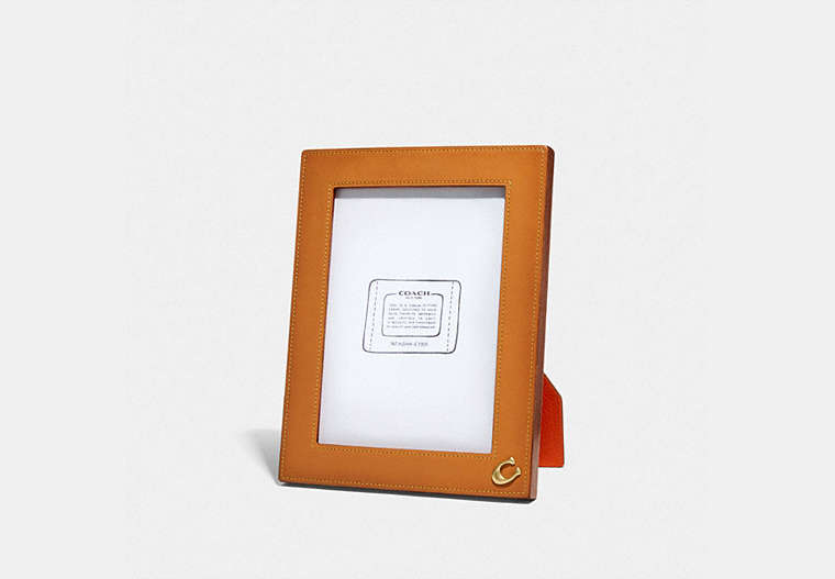 COACH®,PICTURE FRAME,Pebble Leather,Mini,Natural Bright Orange,Front View