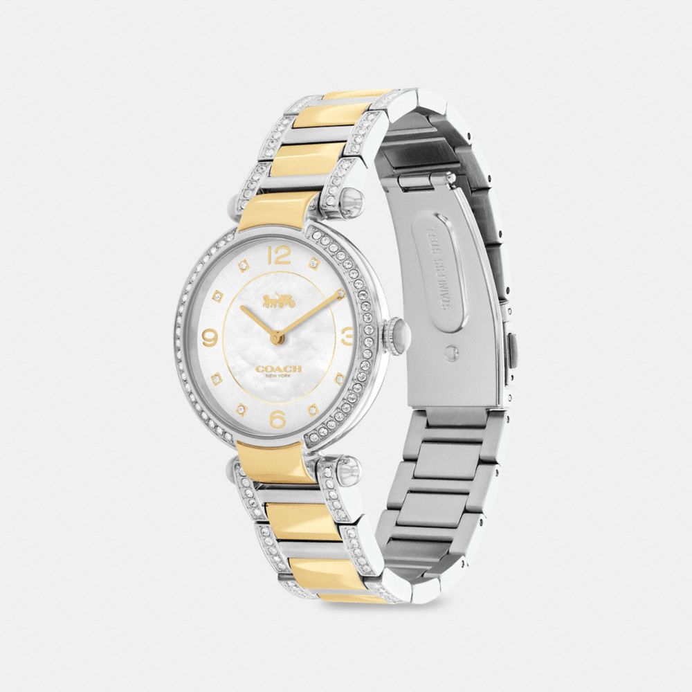 COACH®,CARY WATCH, 34MM,Metal,Two Tone,Angle View