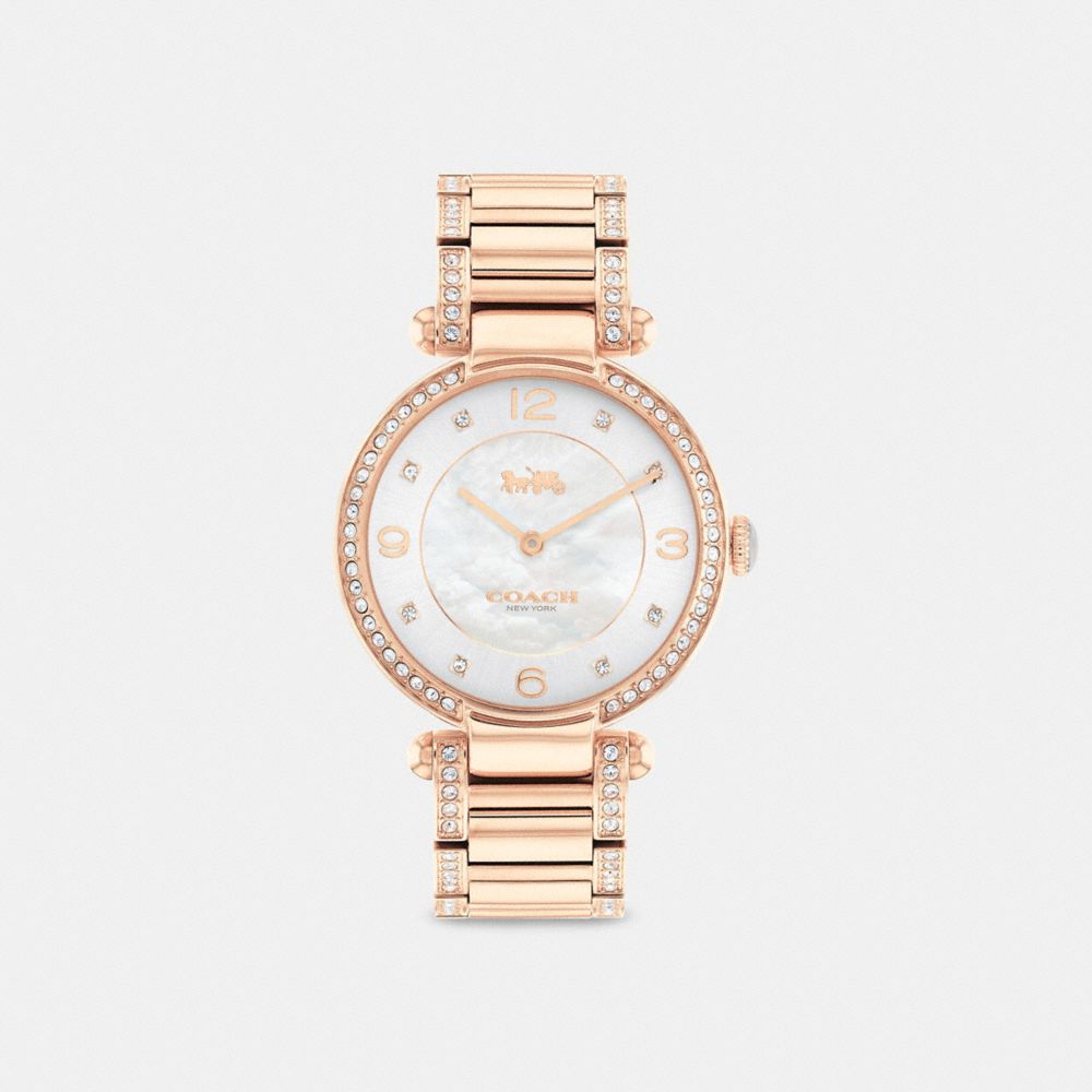 COACH®,MONTRE CARY, 34 MM,Métal,Or rose,Front View