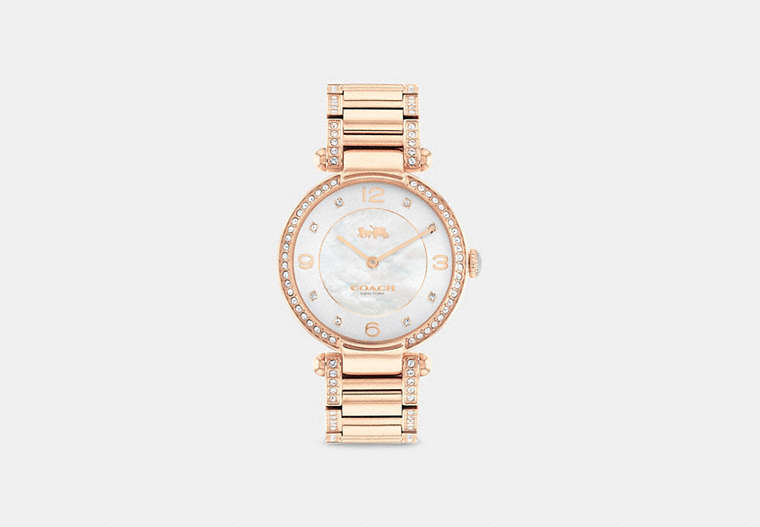 COACH®,CARY WATCH, 34MM,Metal,Rose gold,Front View image number 0
