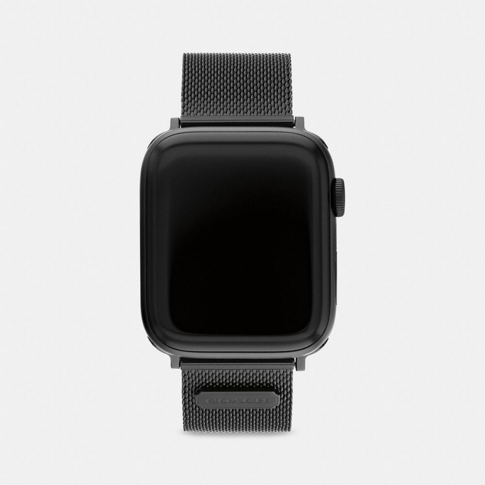 COACH®,APPLE WATCH® STRAP, 42MM and 44MM,Mesh,Black,Front View