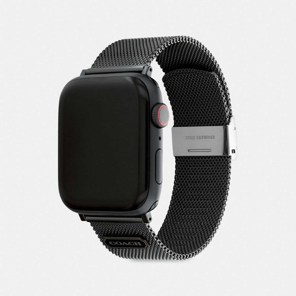 COACH®,BRACELET APPLE WATCH®, 42 MM ET 44 MM,Maille,Noir,Angle View