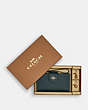 COACH®,BOXED TECH WALLET,Gold/Forest Green,Front View