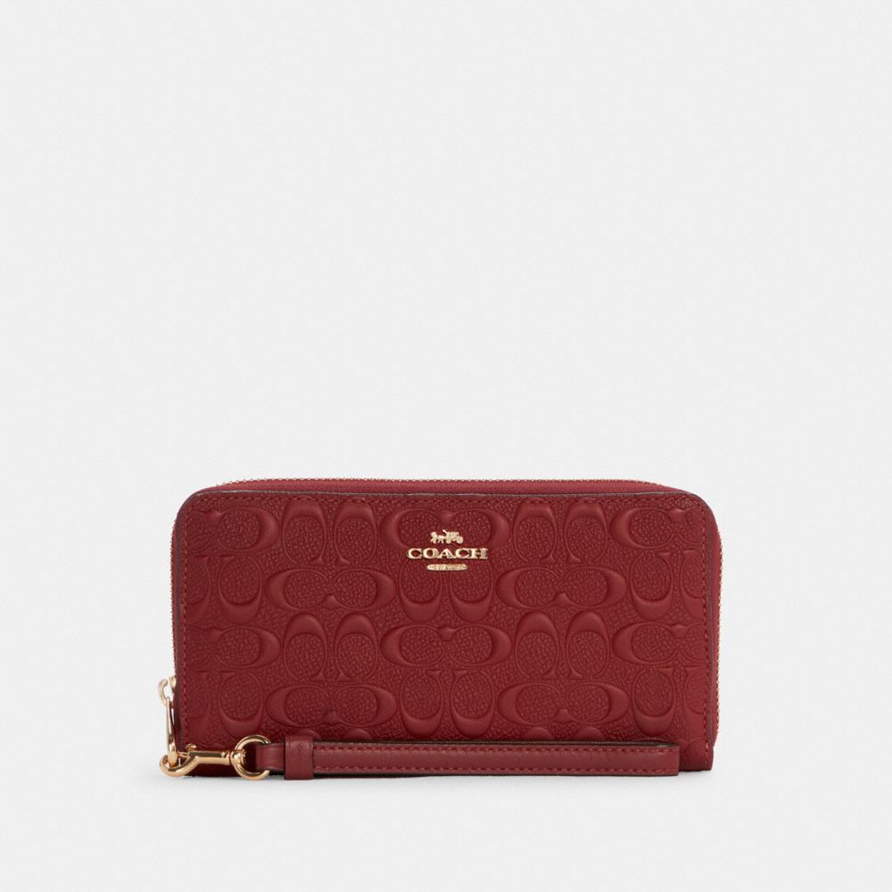 COACH®,Long Zip Around Wallet In Signature Leather,,Front View