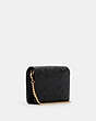 COACH®,MINI WALLET ON A CHAIN IN SIGNATURE LEATHER,Smooth Calf Leather,Mini,Gold/Black,Angle View
