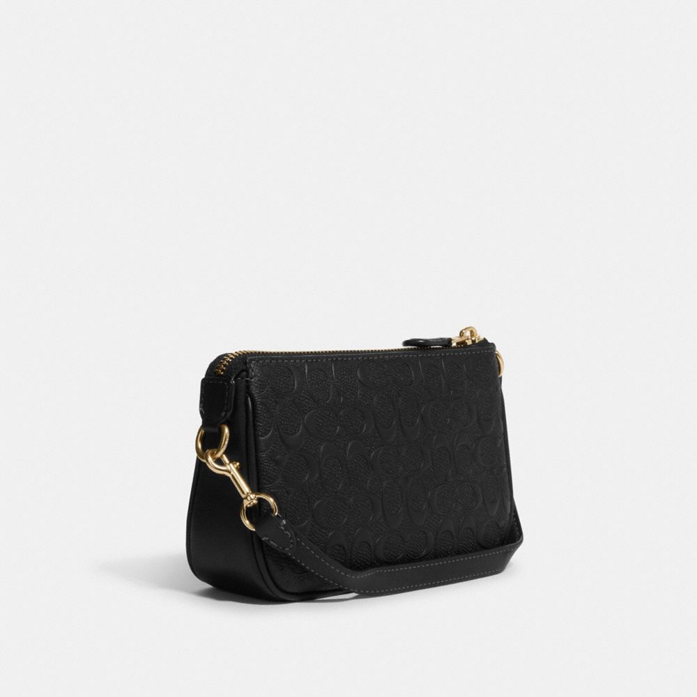 COACH®,NOLITA 19 EN CUIR SIGNATURE,Or/Noir,Angle View