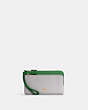 COACH®,DOUBLE ZIP WALLET IN COLORBLOCK,Refined Pebble Leather,Mini,Im/Kelly Green Multi,Front View