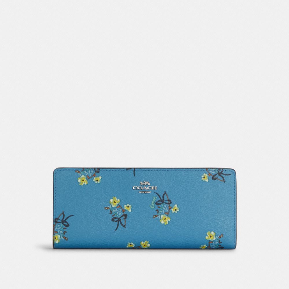 Slim Wallet With Floral Bow Print