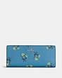 COACH®,SLIM WALLET WITH FLORAL BOW PRINT,Silver/Blue Multi,Front View