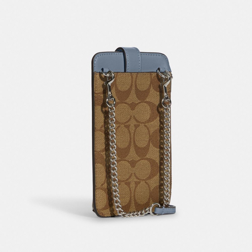 COACH®,Phone Crossbody In Signature Canvas,,Angle View