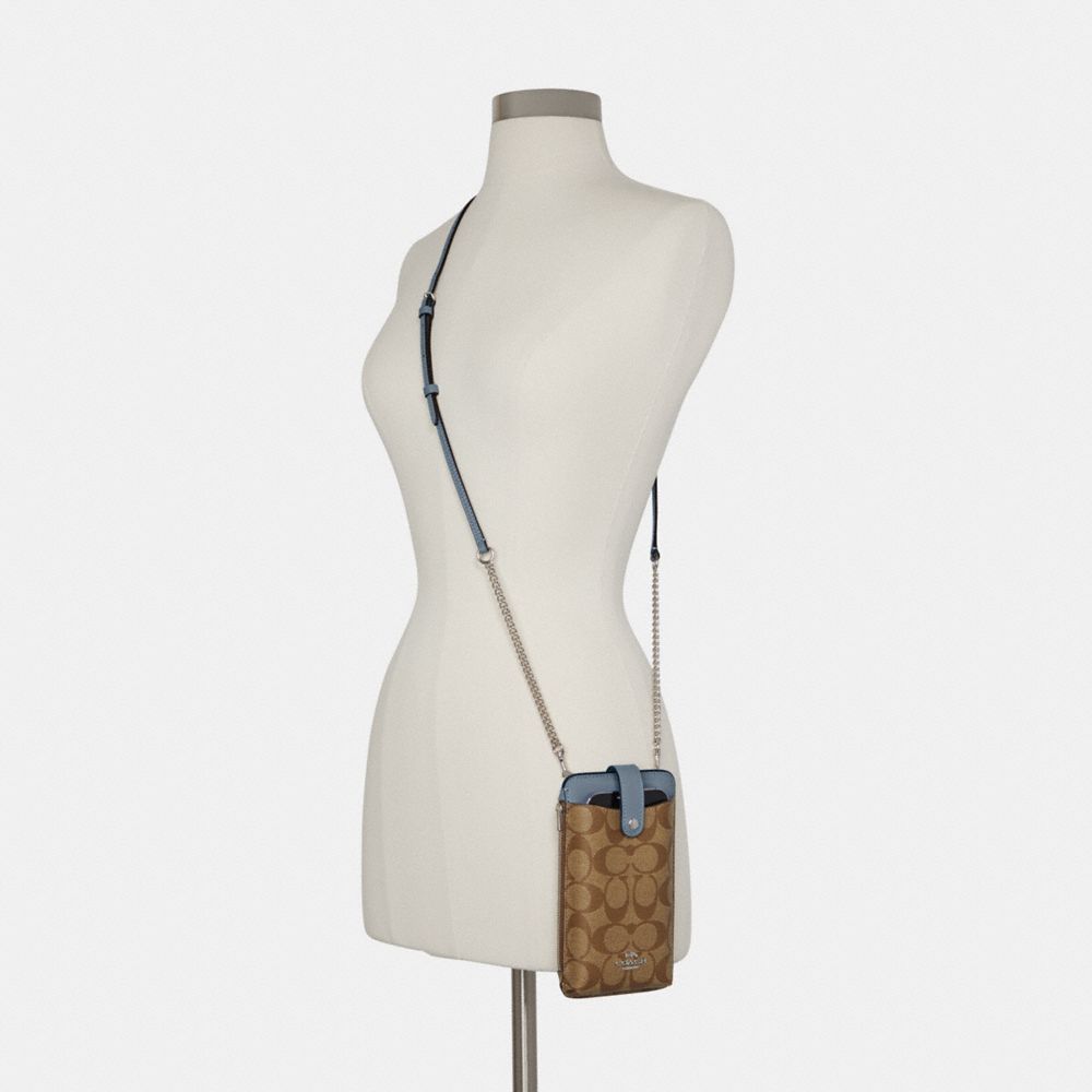 Turnlock chain groovy phone crossbody in blocked signature canvas