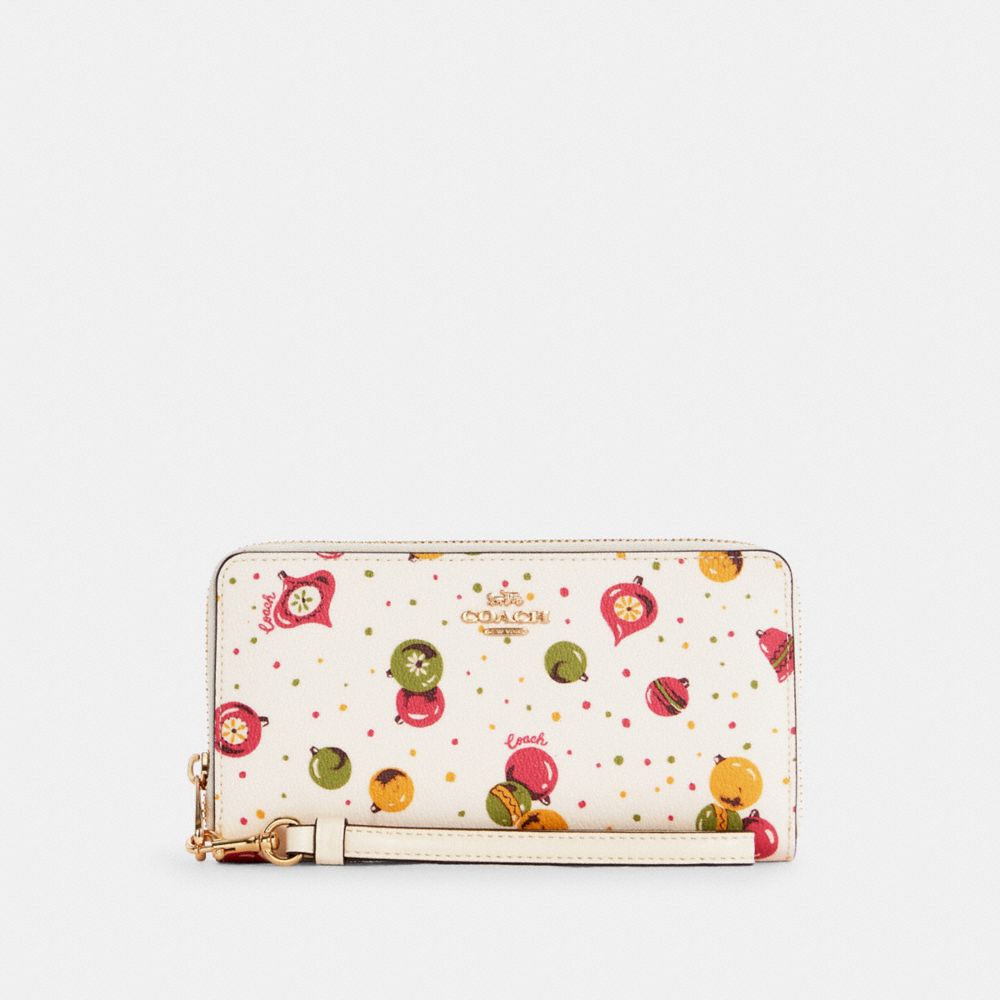 Coach Zip Card Case In Signature Canvas With Ornament Print C7417