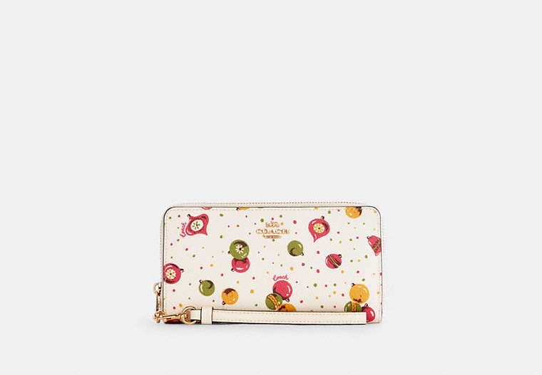 Long Zip Around Wallet With Ornament Print