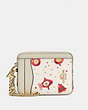 COACH®,ZIP CARD CASE WITH ORNAMENT PRINT,Gold/Chalk Multi,Front View