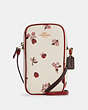 COACH®,NORTH/SOUTH ZIP PHONE CROSSBODY WITH LADYBUG FLORAL PRINT,Mini,Gold/Chalk Multi,Front View