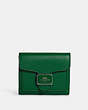 COACH®,PEPPER WALLET,Pebbled Leather,Silver/Green,Front View