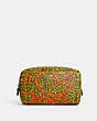 COACH®,DISNEY MICKEY MOUSE X KEITH HARING SMALL BOXY COSMETIC CASE,Leather,Mini,Gold/Yellow/Red,Front View