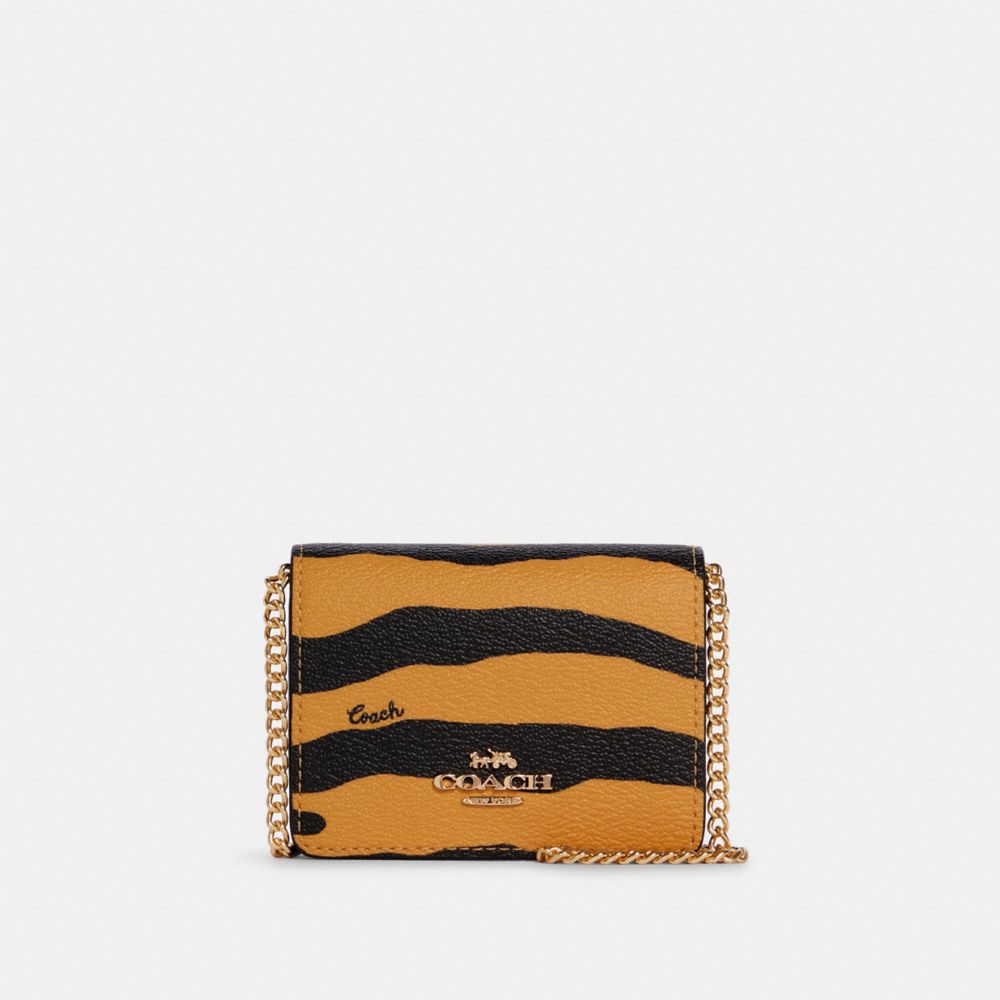 Mini-portefeuille sur chaîne avec imprimé tigre