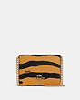 COACH®,MINI WALLET ON A CHAIN WITH TIGER PRINT,Gold/Honey/Black Multi,Front View