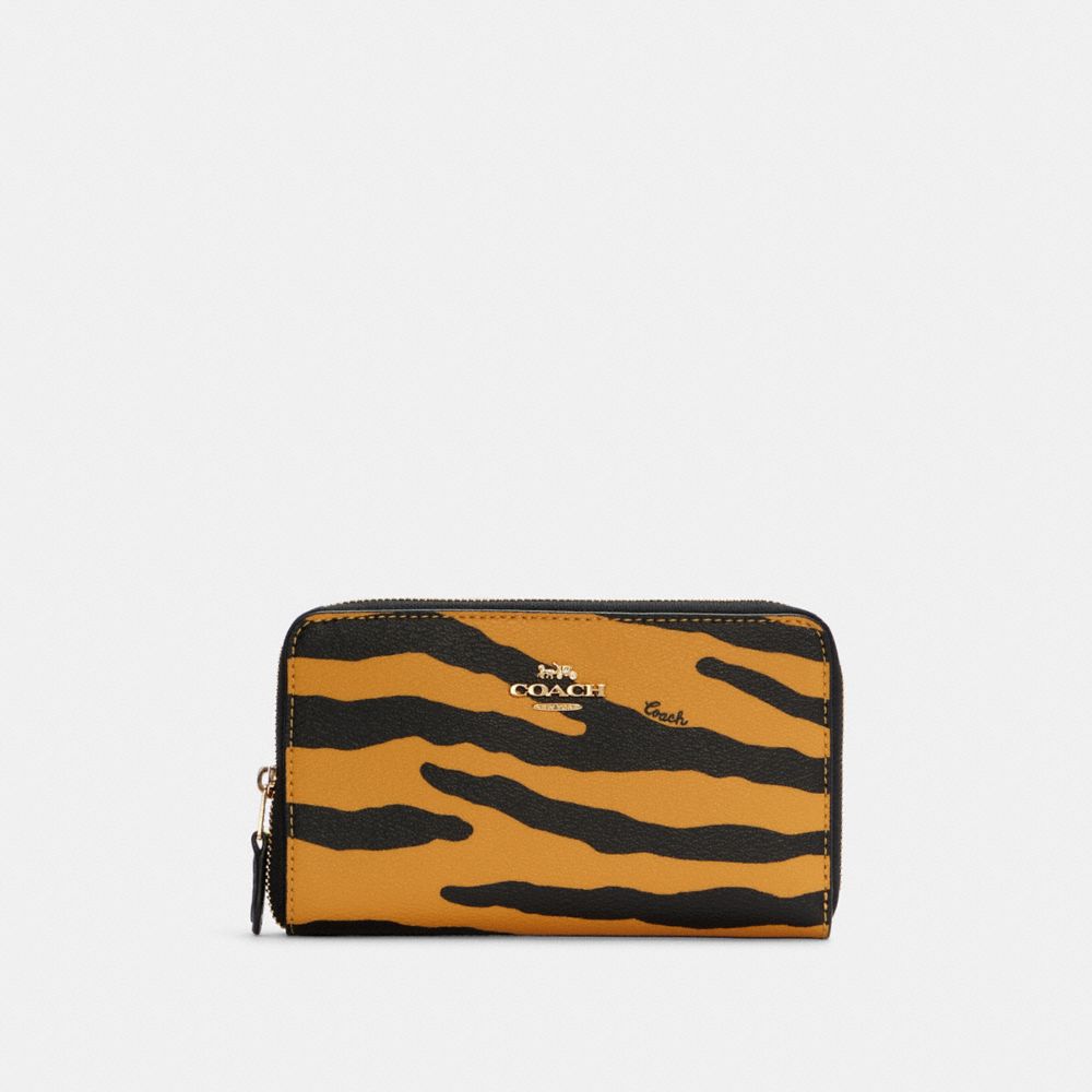 Medium Id Zip Wallet With Tiger Print