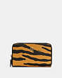 COACH®,MEDIUM ID ZIP WALLET WITH TIGER PRINT,Gold/Honey/Black Multi,Front View