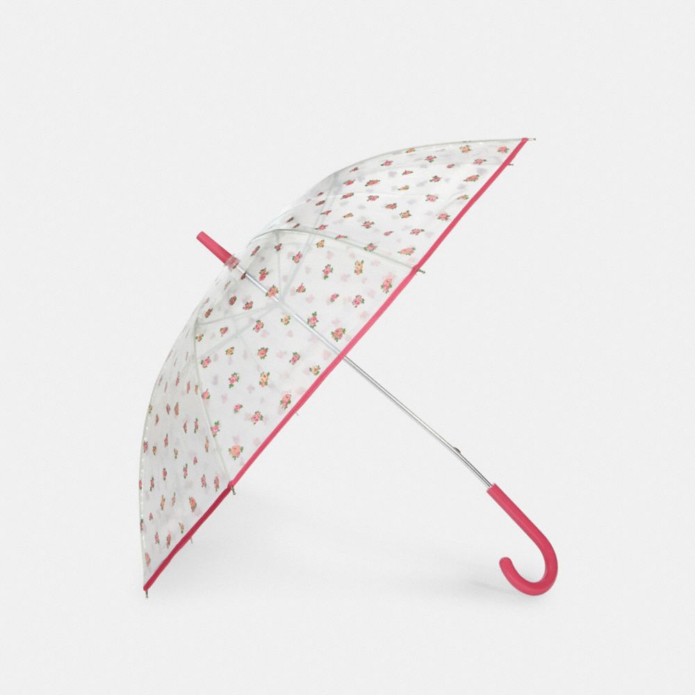 Mini parapluie à bulles transparent à imprimé rose vintage