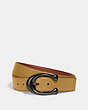 COACH®,SIGNATURE BUCKLE CUT-TO-SIZE REVERSIBLE BELT, 38MM,Glovetanned Leather,Flax/Saddle,Front View