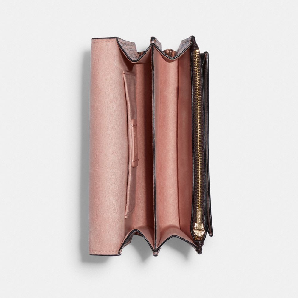 COACH®,SAC BANANE À PLI EN TOILE SIGNATURE,PVC,Or/Brun Rose Coquille,Inside View,Top View