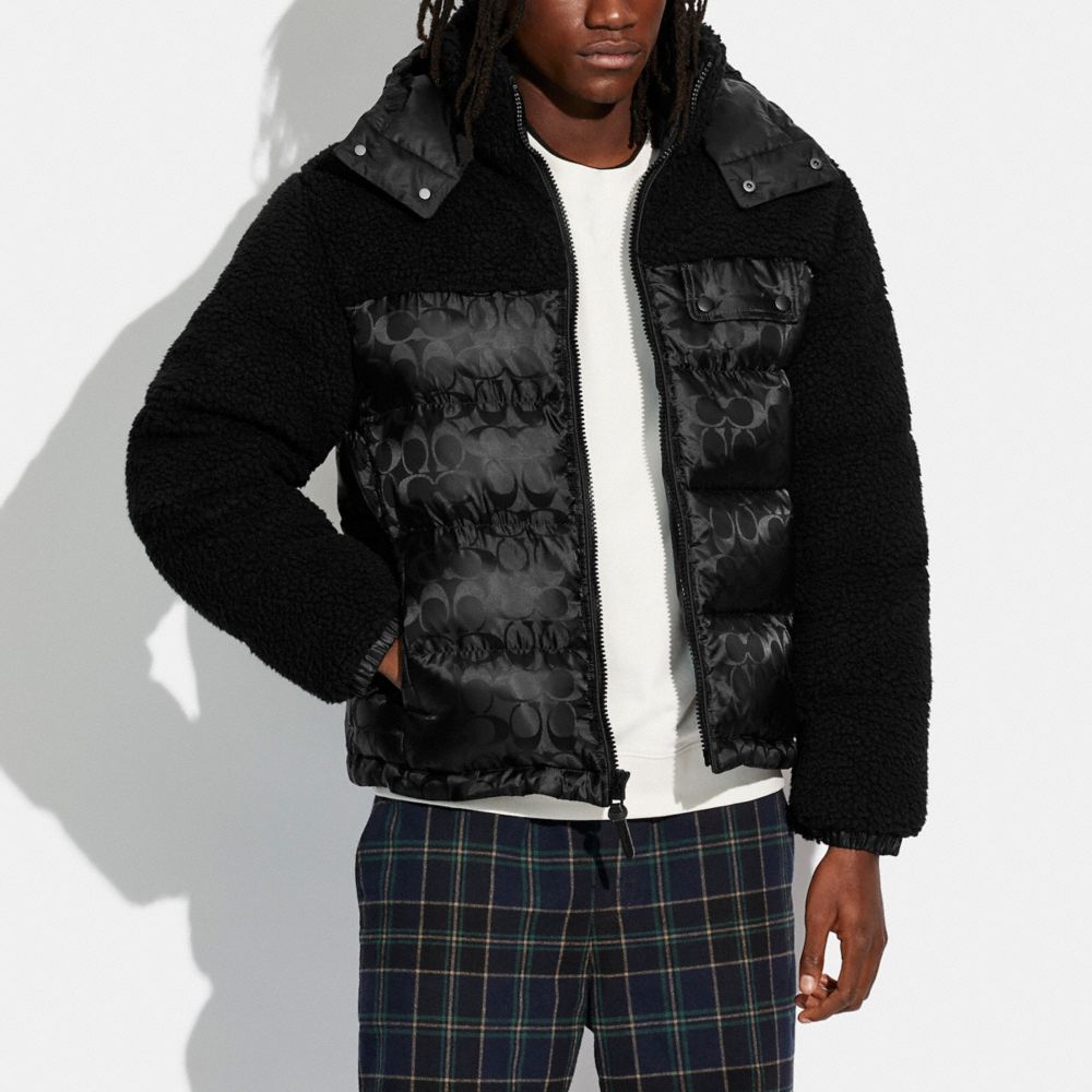 Sherpa And Nylon Puffer