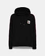 COACH®,COACH PULL OVER HOODIE IN ORGANIC COTTON,cotton,Black,Front View