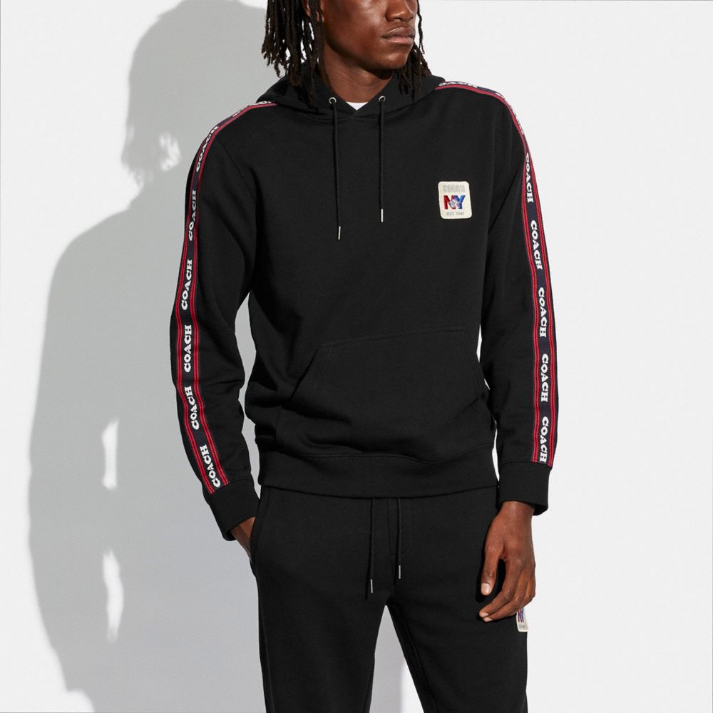 COACH®,COACH PULL OVER HOODIE IN ORGANIC COTTON,cotton,Black,Scale View