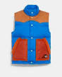 COACH®,MOUNTAINEERING VEST IN RECYCLED POLYESTER,Blue,Front View