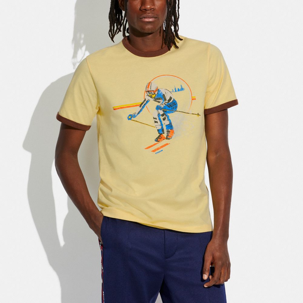 COACH®,SKI BOXY T-SHIRT IN ORGANIC COTTON,Vanilla,Scale View