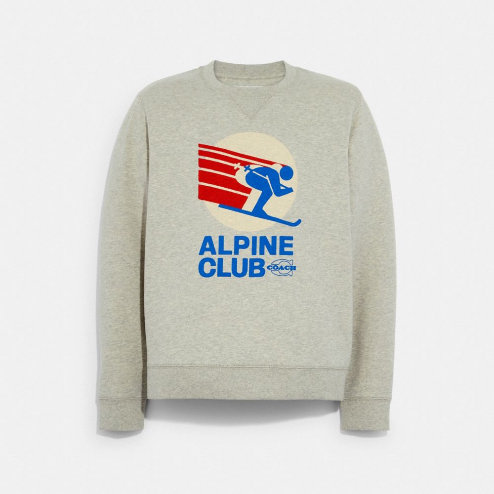 Sweatshirt à col rond avec graphique Club de ski alpin en coton biologique