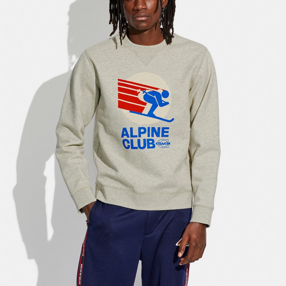 Sweatshirt à col rond avec graphique Club de ski alpin en coton biologique