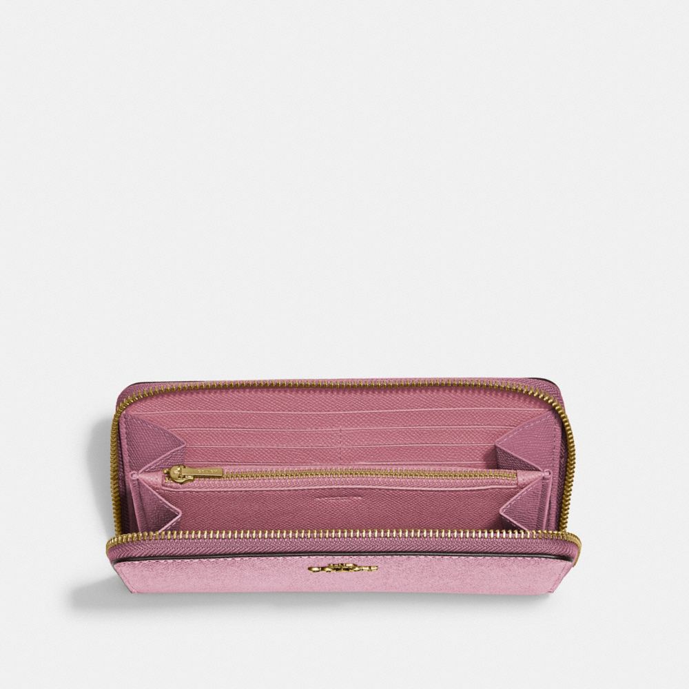 COACH Accordion Zip Wallet In Crossgrain Leather in Purple