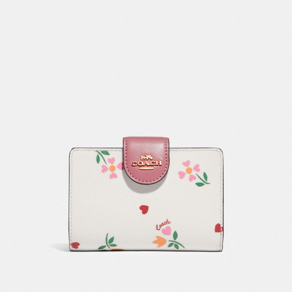 COACH® | Medium Corner Zip Wallet With Heart Petal Print