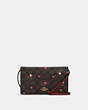 COACH®,ANNA FOLDOVER CLUTCH CROSSBODY IN SIGNATURE CANVAS WITH HEART PETAL PRINT,Mini,Gold/Brown Multi,Front View