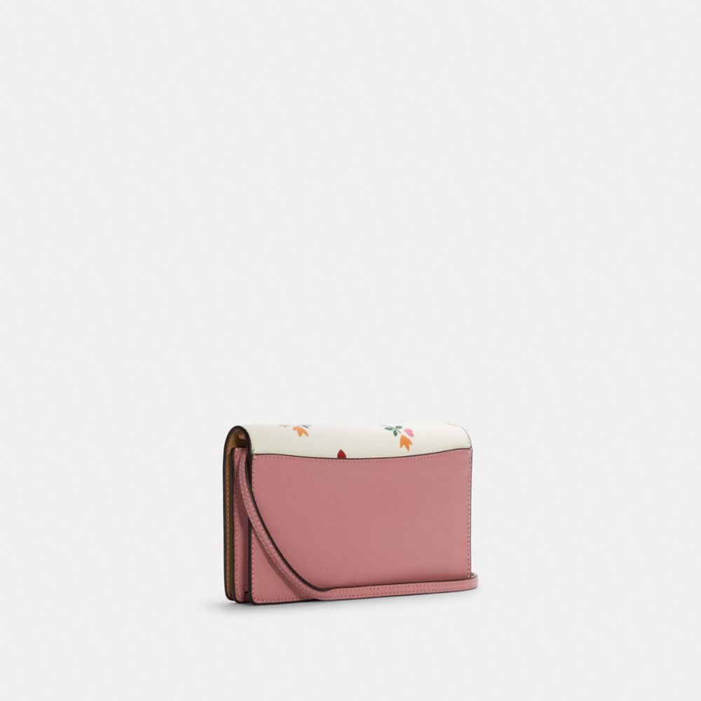 COACH☆ANNA FOLDOVER CLUTCH CROSSBODY WITH HEART PETAL PRINT 💗COACH💗Anna Foldover Clutch Crossbody w/Heart Petal Print