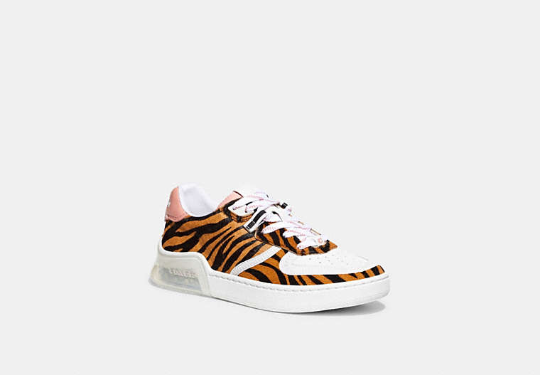 COACH®,CITYSOLE COURT SNEAKER,Haircalf/Leather,Zebra/ Candy Pink,Front View