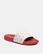 COACH®,ULI SPORT SLIDE WITH HEART FLORAL PRINT,Rubber,CHALK/RED,Front View