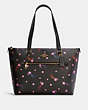 COACH®,GALLERY TOTE BAG WITH DISCO STAR PRINT,X-Large,Gold/Black Multi,Front View