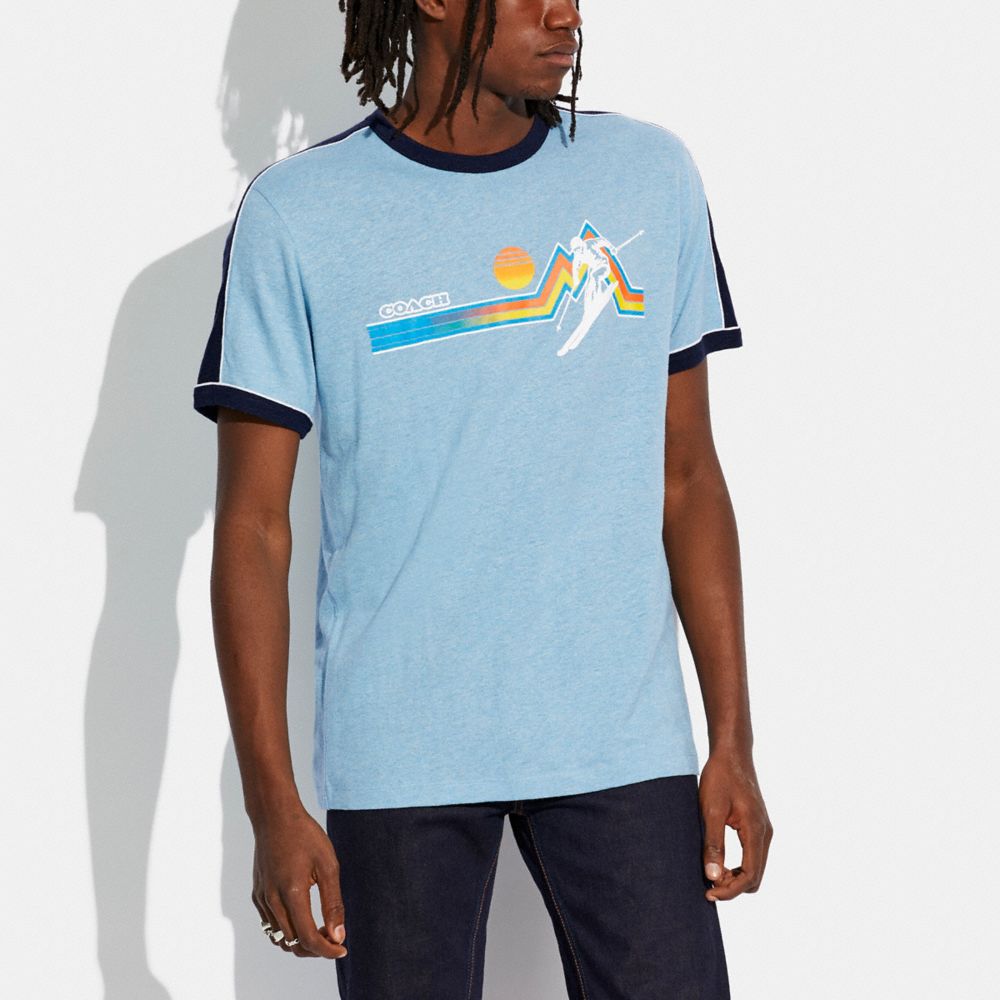 COACH®,SKI BOXY T-SHIRT,Pale Blue Multi,Scale View